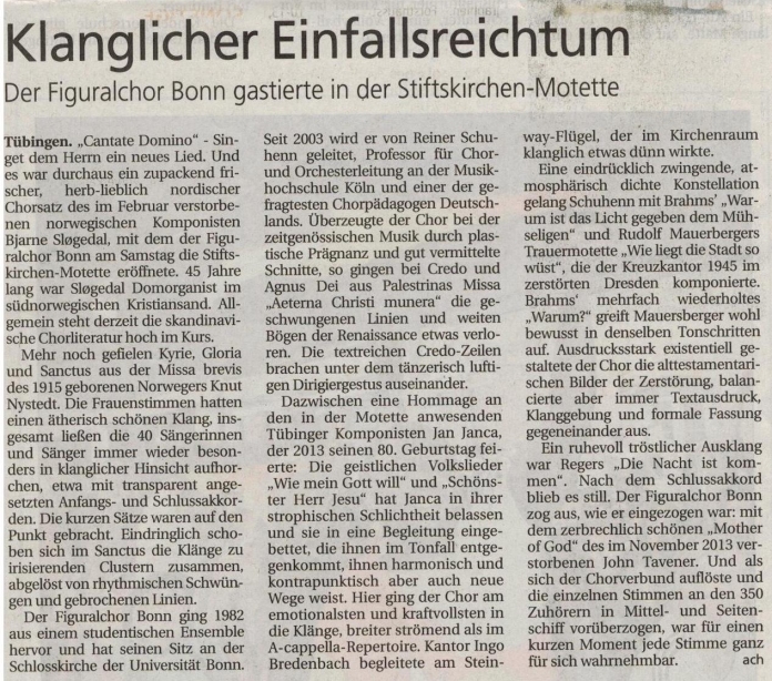 Schwäbisches Tagblatt, 23. Juni 2014