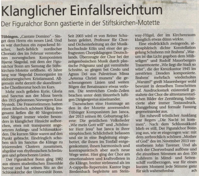 Schwäbisches Tagblatt, 23. Juni 2014